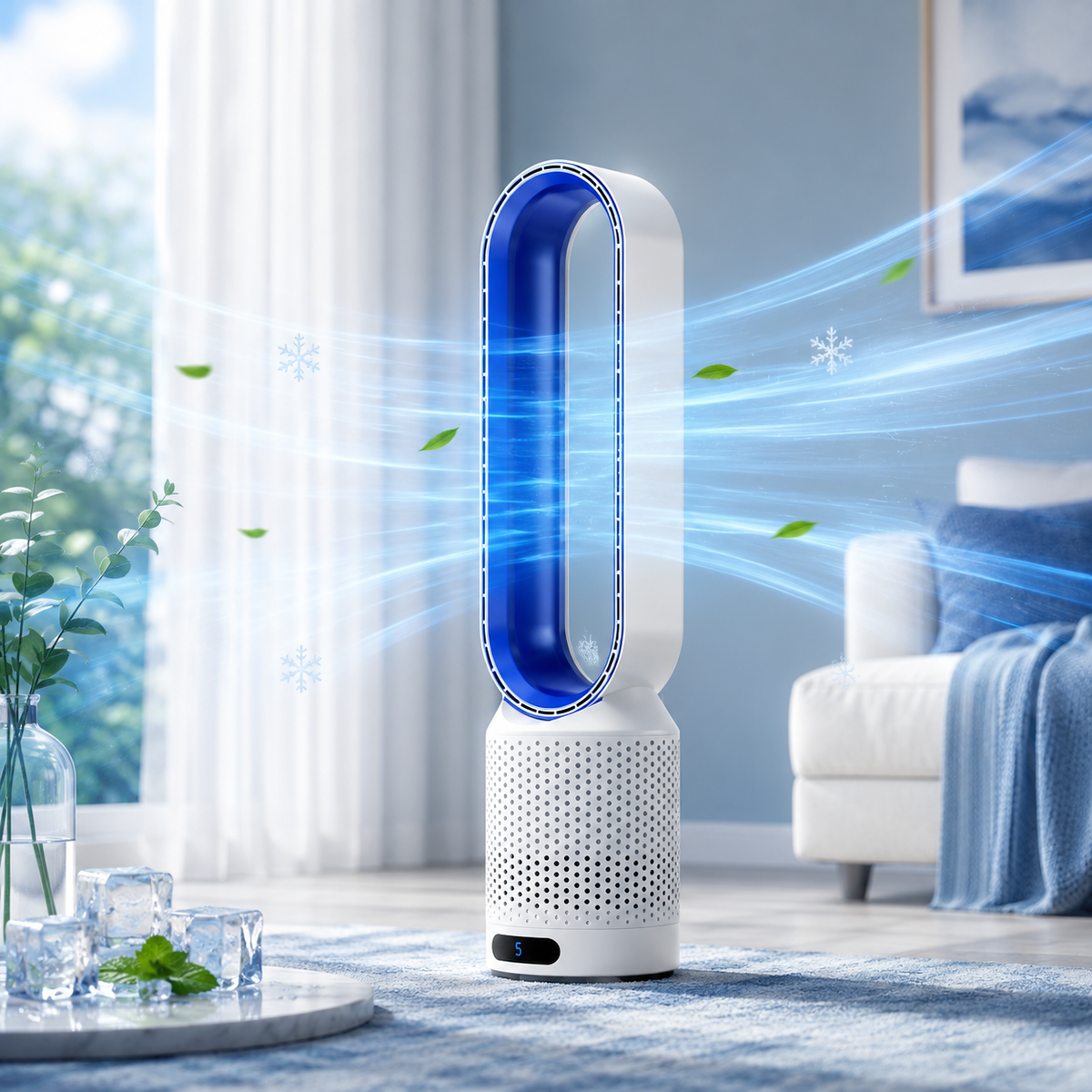 Ventilateur Colonne Sans Pales avec Purificateur d'Air