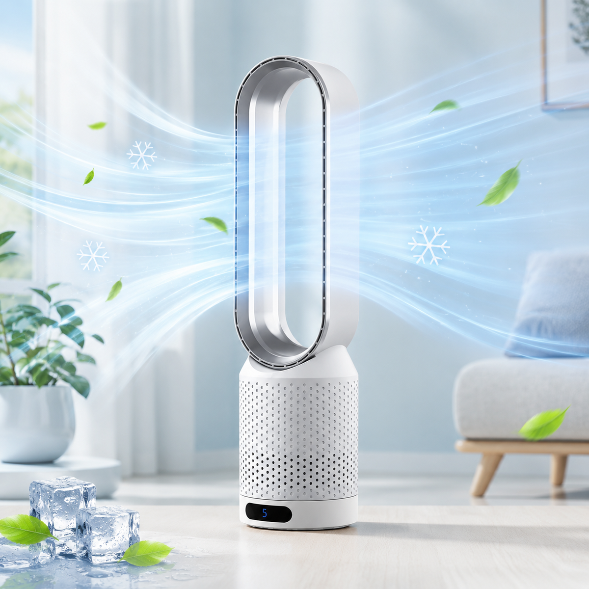 Ventilateur Colonne Sans Pales avec Purificateur d'Air