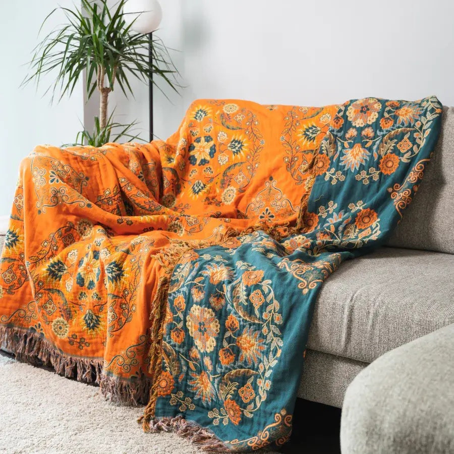 Couverture Bébé Réversible en Coton avec Motif Floral | Élégance Vintage pour Confort et Style 3