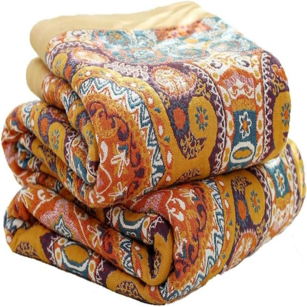 Couverture Réversible Boho en Coton avec Fibres Rafraîchissantes | Confort Optimal pour Nuits d'Été 0