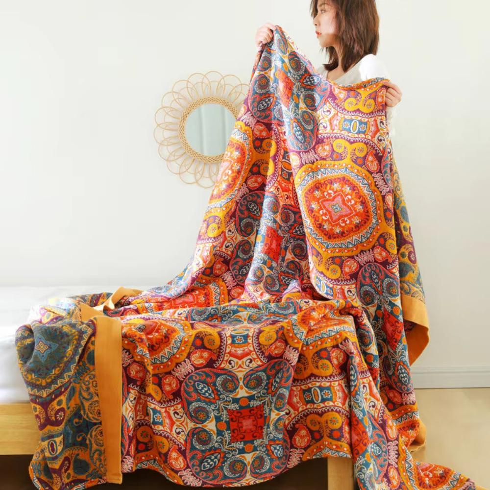 Couverture Réversible Boho en Coton avec Fibres Rafraîchissantes | Confort Optimal pour Nuits d'Été 1