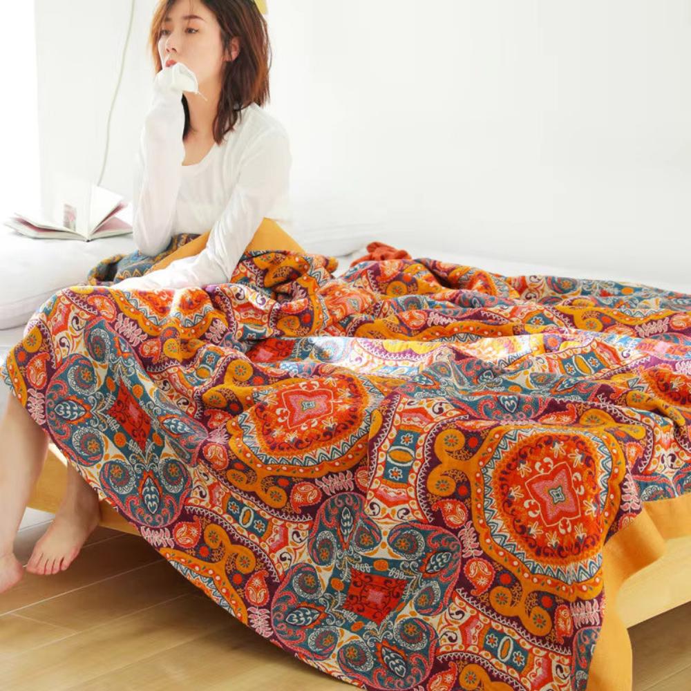 Couverture Réversible Boho en Coton avec Fibres Rafraîchissantes | Confort Optimal pour Nuits d'Été 6