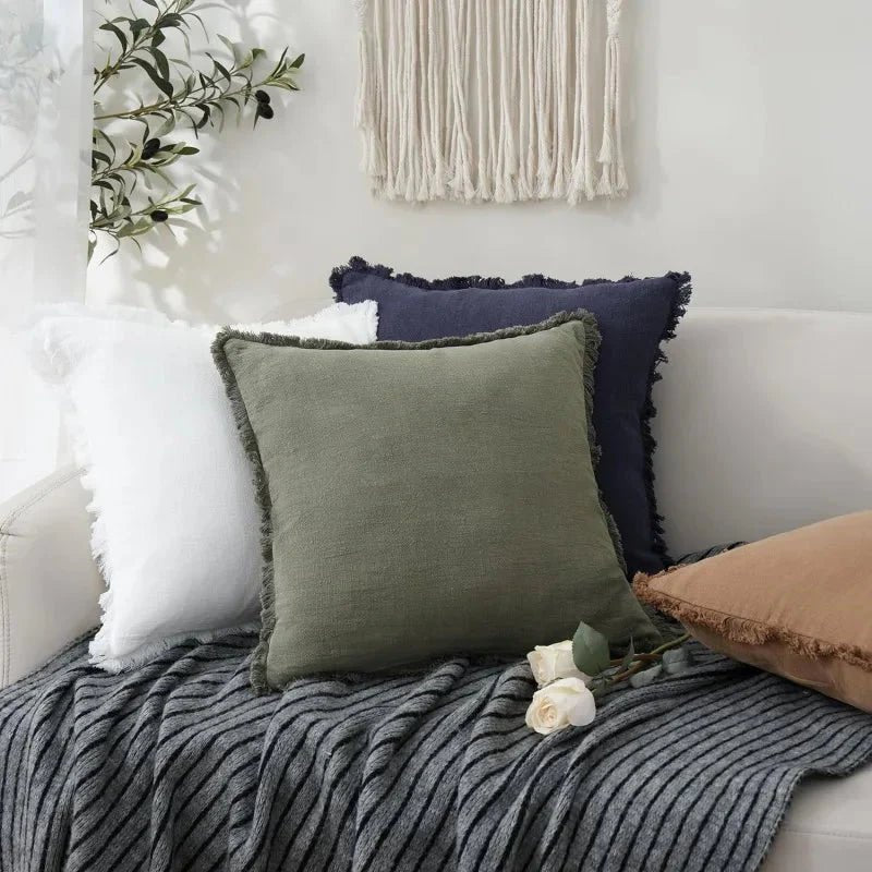 Housses de Coussin Décoratives en Coton et Lin – Lot de 2