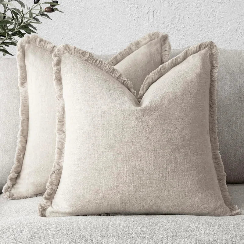 Housses de Coussin Décoratives en Coton et Lin – Lot de 2