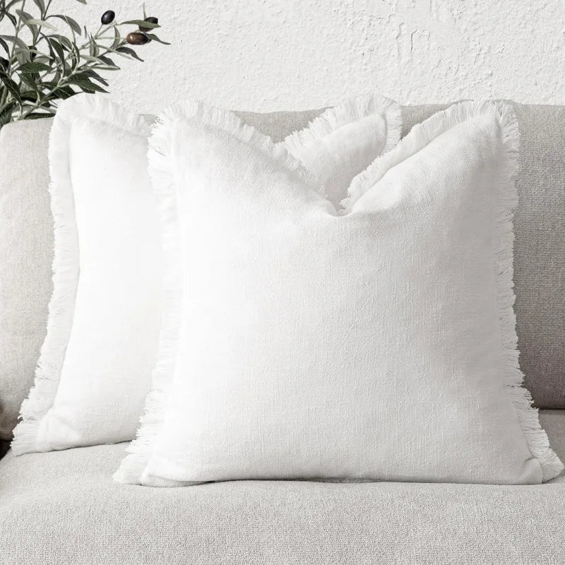 Housses de Coussin Décoratives en Coton et Lin – Lot de 2