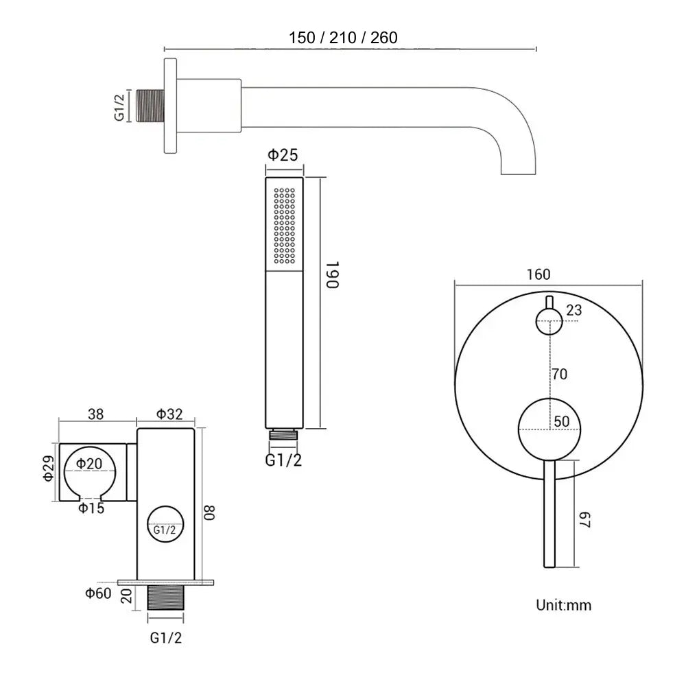 Dimensions mitigeur baignoire