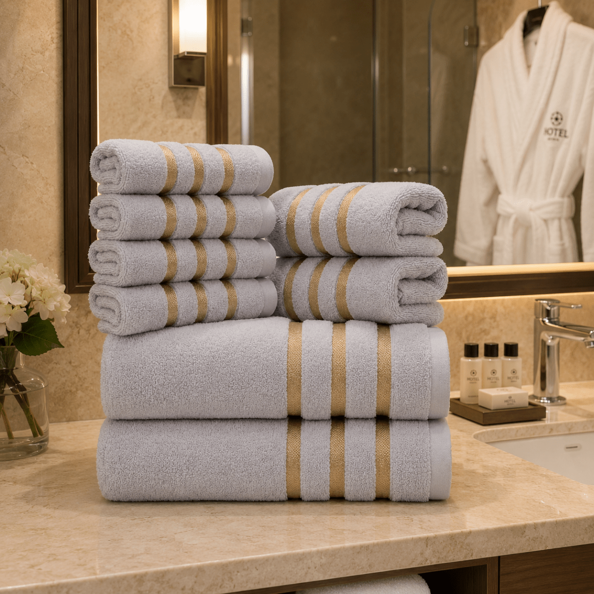 Ensemble de Serviettes de Bain pour Femmes avec Haute Absorption et Design Élégant - 8 Pièces 2