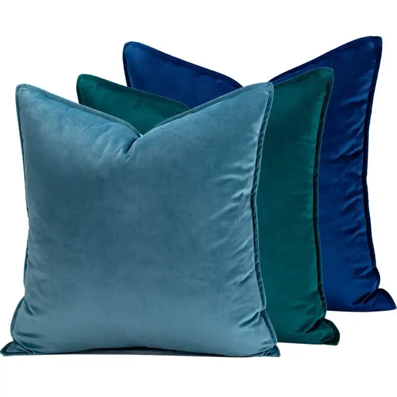 Housse de Coussin en Velours avec Bordure Passepoilée
