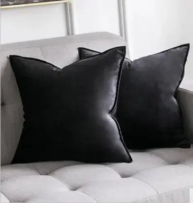 Housse de Coussin en Velours avec Bordure Passepoilée