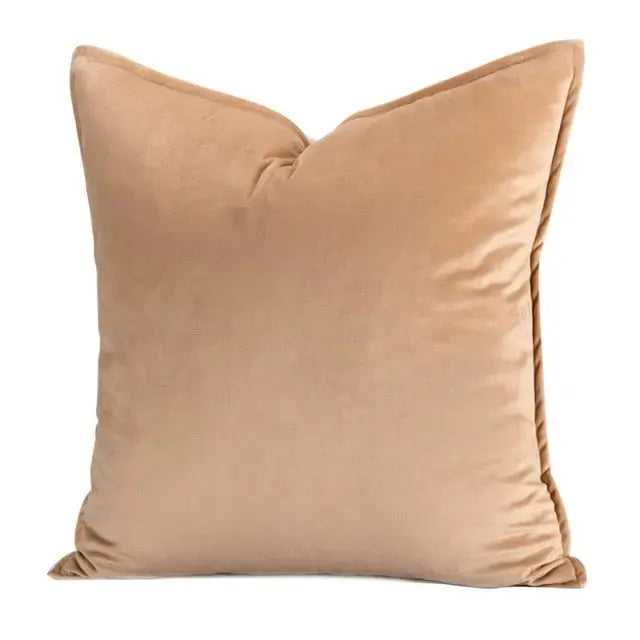 Housse de Coussin en Velours avec Bordure Passepoilée