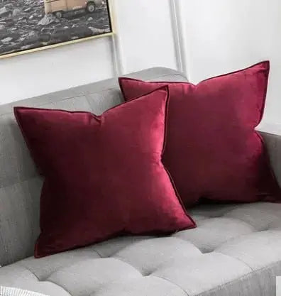 Housse de Coussin en Velours avec Bordure Passepoilée
