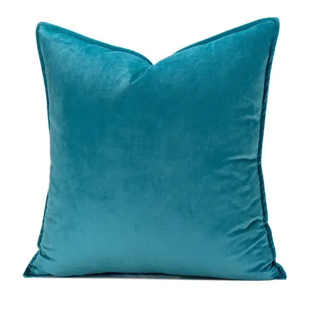 Housse de Coussin en Velours avec Bordure Passepoilée