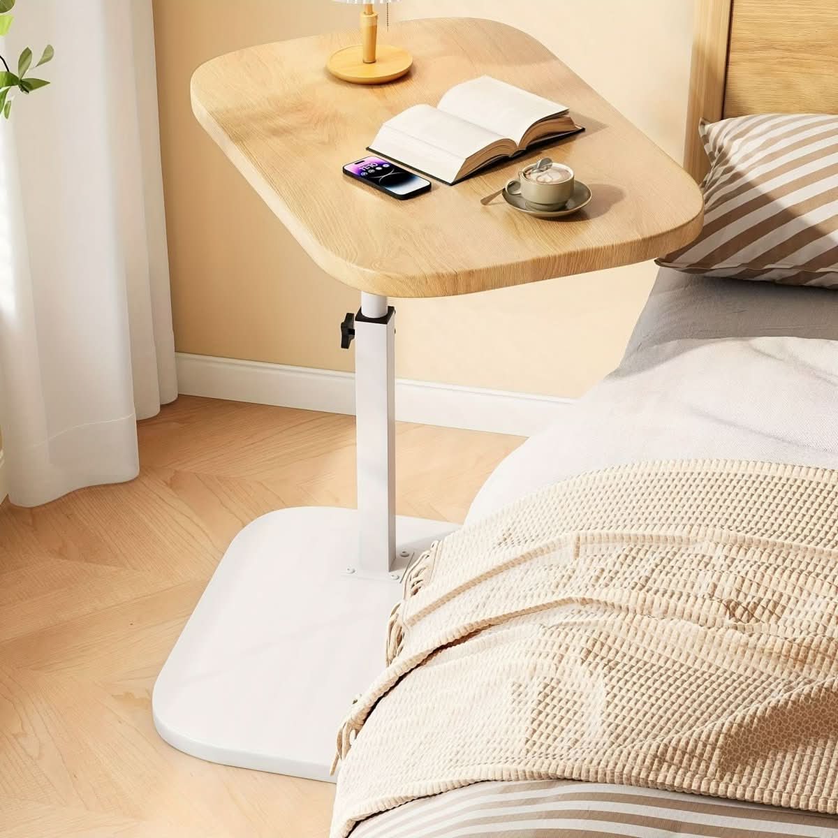 Table d'Appoint Réglable en Hauteur pour Canapé et Lit