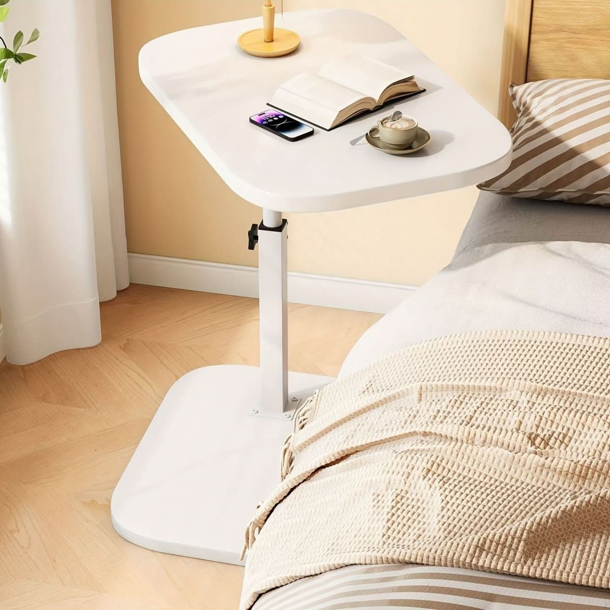 Table d'Appoint Réglable en Hauteur pour Canapé et Lit
