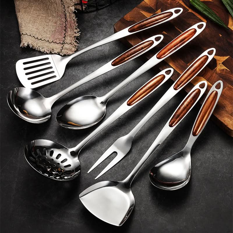 Set d'Ustensiles de Cuisine en Acier Inoxydable – 7 Pièces