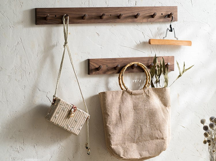 Porte-Manteau Mural en Bois avec 4 à 6 Crochets