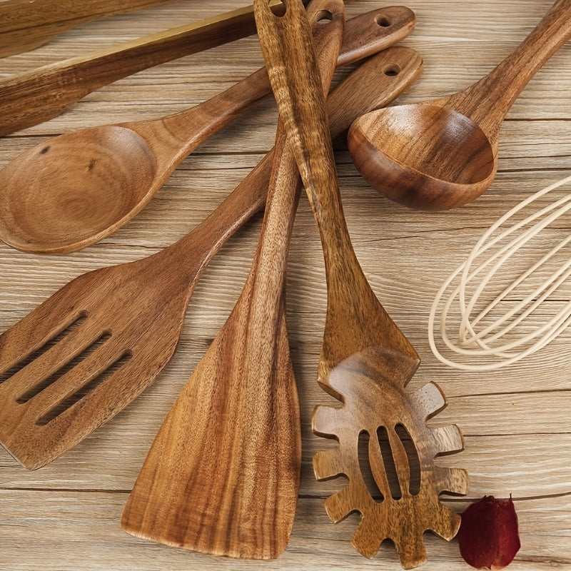 Ensemble d'Ustensiles de Cuisine en Bois 7 Pièces
