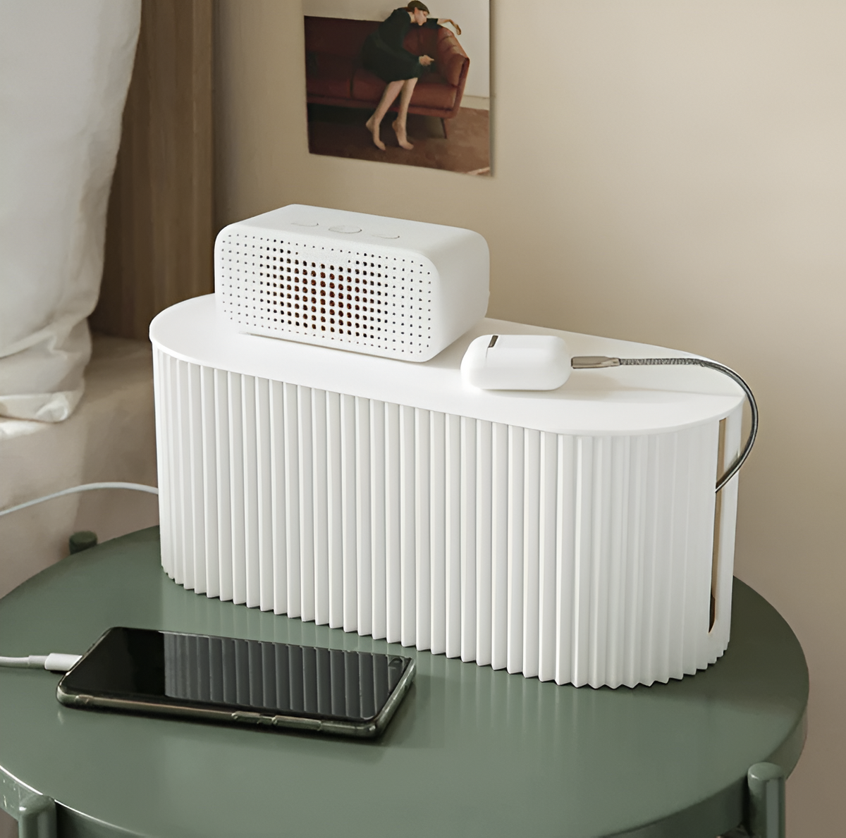 Boîte à Câbles de Rangement – Design Strié Minimaliste