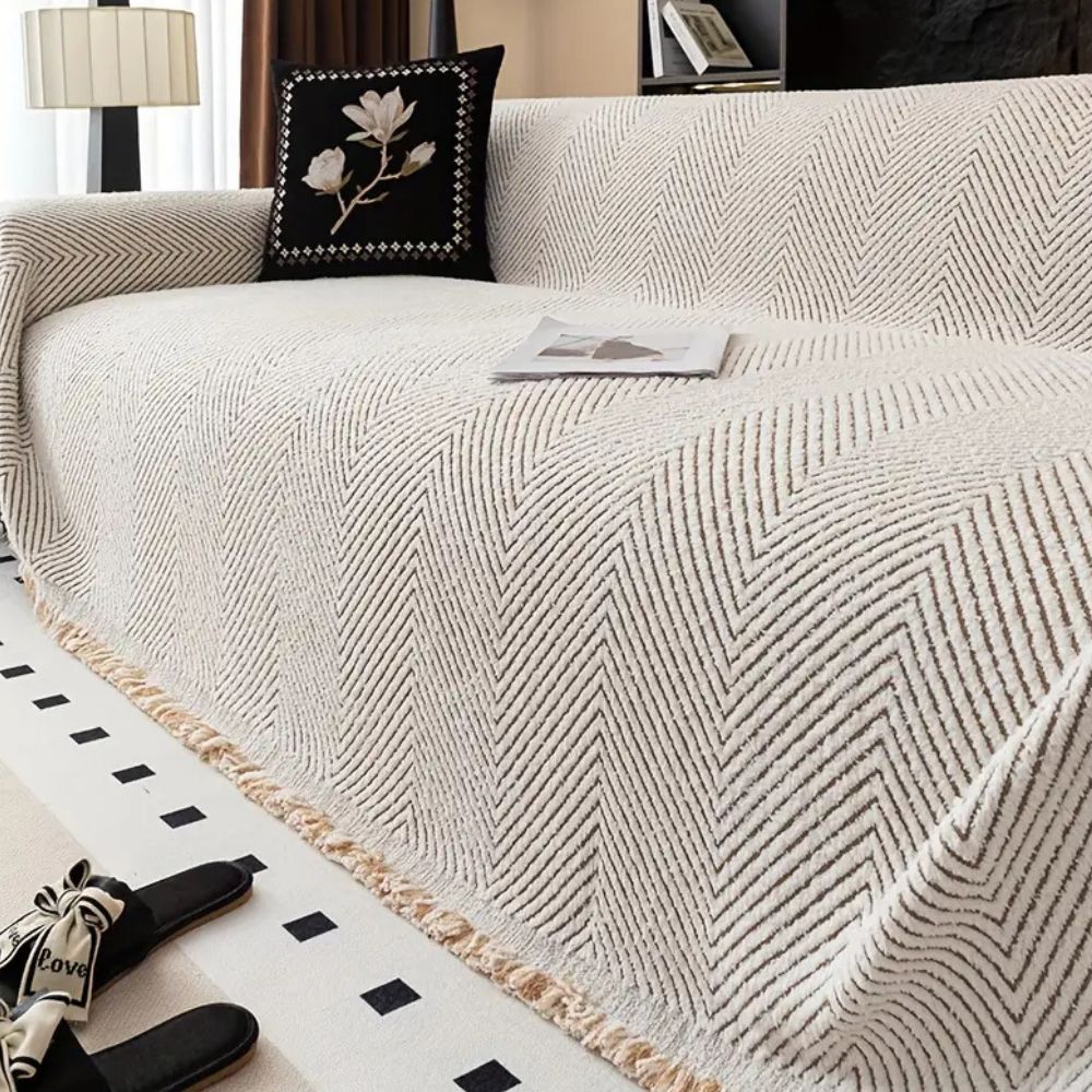 Housse de Canapé à Rayures Chevron en Microfibre Résistante à l'Eau | Protection Élégante pour Mobilier 2