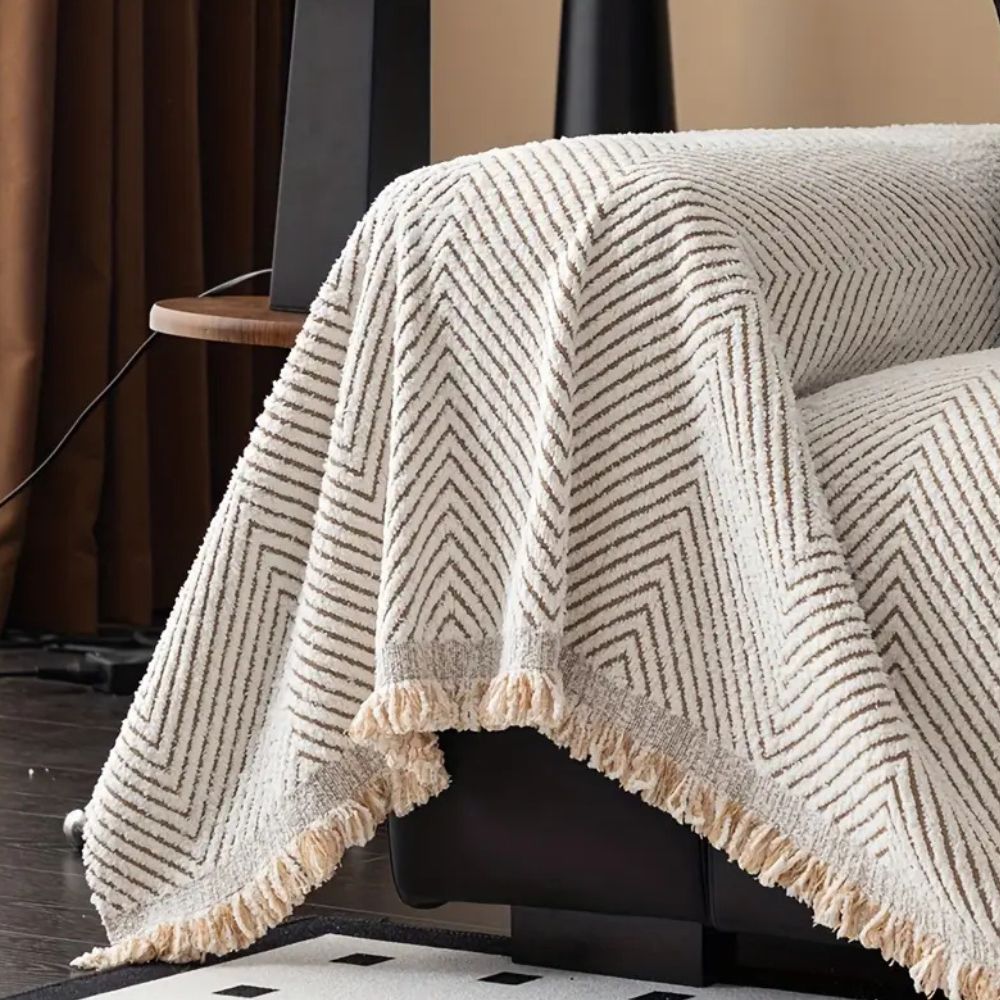 Housse de Canapé à Rayures Chevron en Microfibre Résistante à l'Eau | Protection Élégante pour Mobilier 4