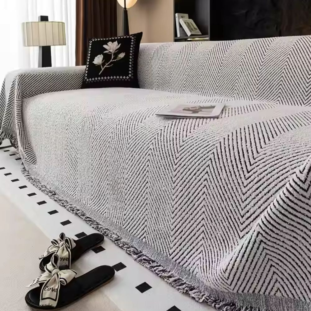 Housse de Canapé à Rayures Chevron en Microfibre Résistante à l'Eau | Protection Élégante pour Mobilier 6