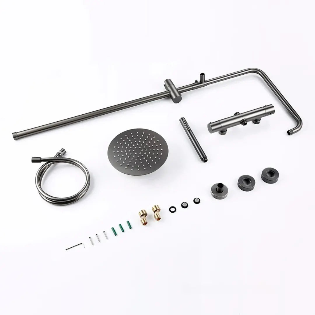 Kit colonne de douche thermostatique gris brossé