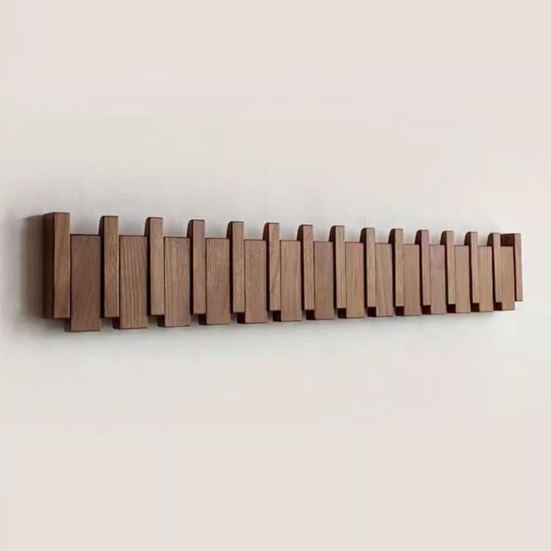 Porte-Manteau Mural en Bois avec Crochets Rabattables