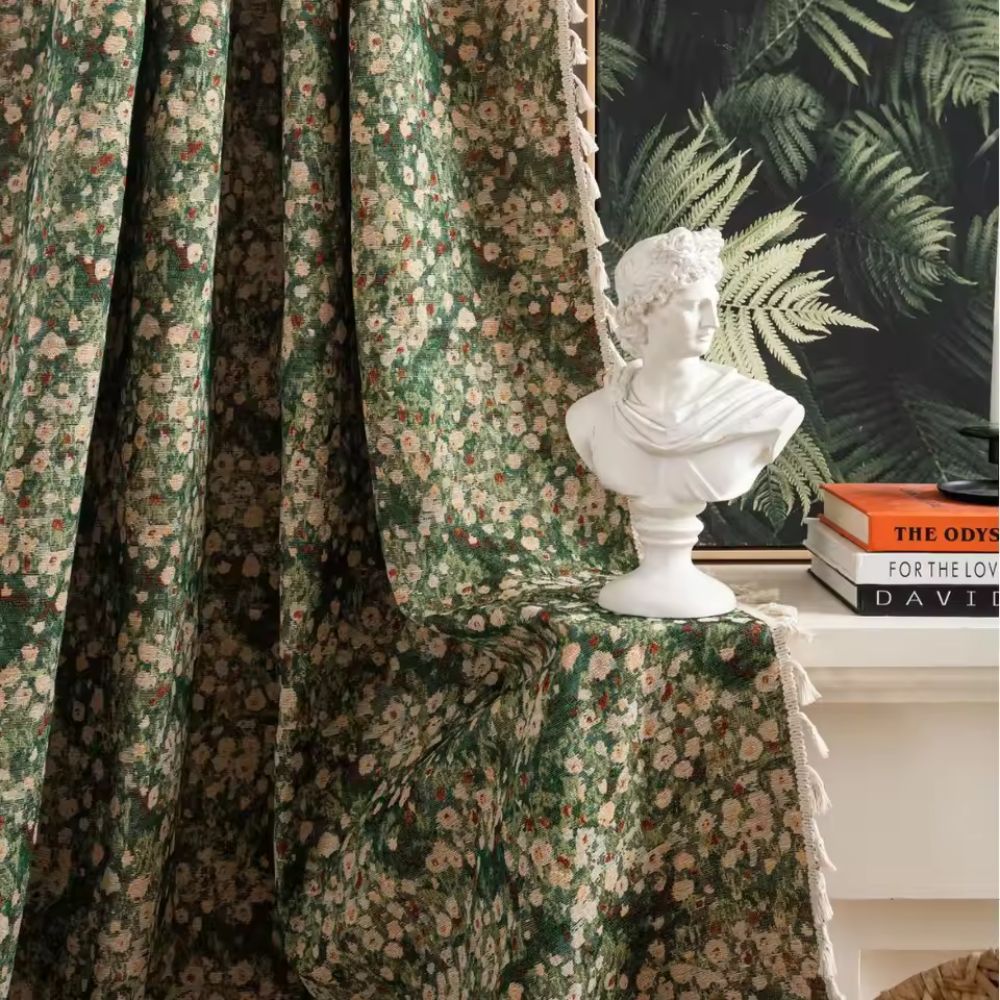 Rideaux Salon Tapisserie Florale Vintage en Microfibres Douces | Élégance et Confort pour un Intérieur Chic 2