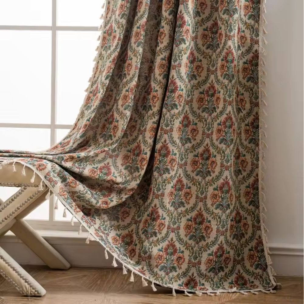Rideaux Salon Tapisserie Florale Vintage en Microfibres Douces | Élégance et Confort pour un Intérieur Chic 4
