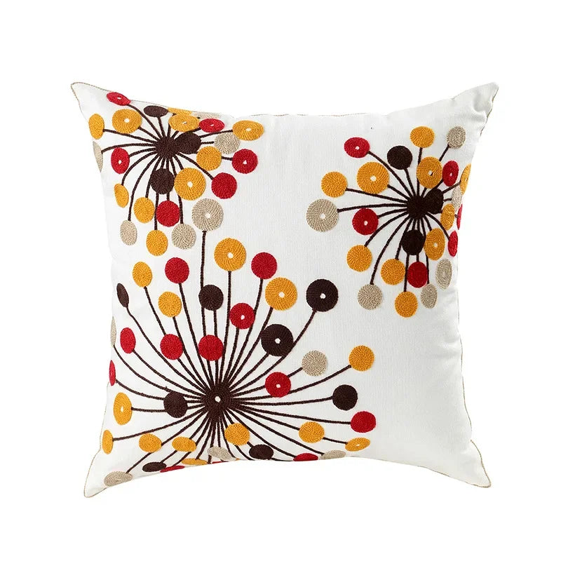 Housse de Coussin Brodée Motif Floral 45 × 45 cm