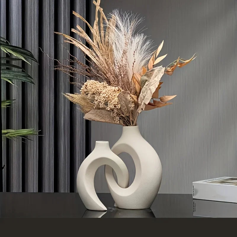 Set de 2 Vases en Céramique Style Bohème Moderne