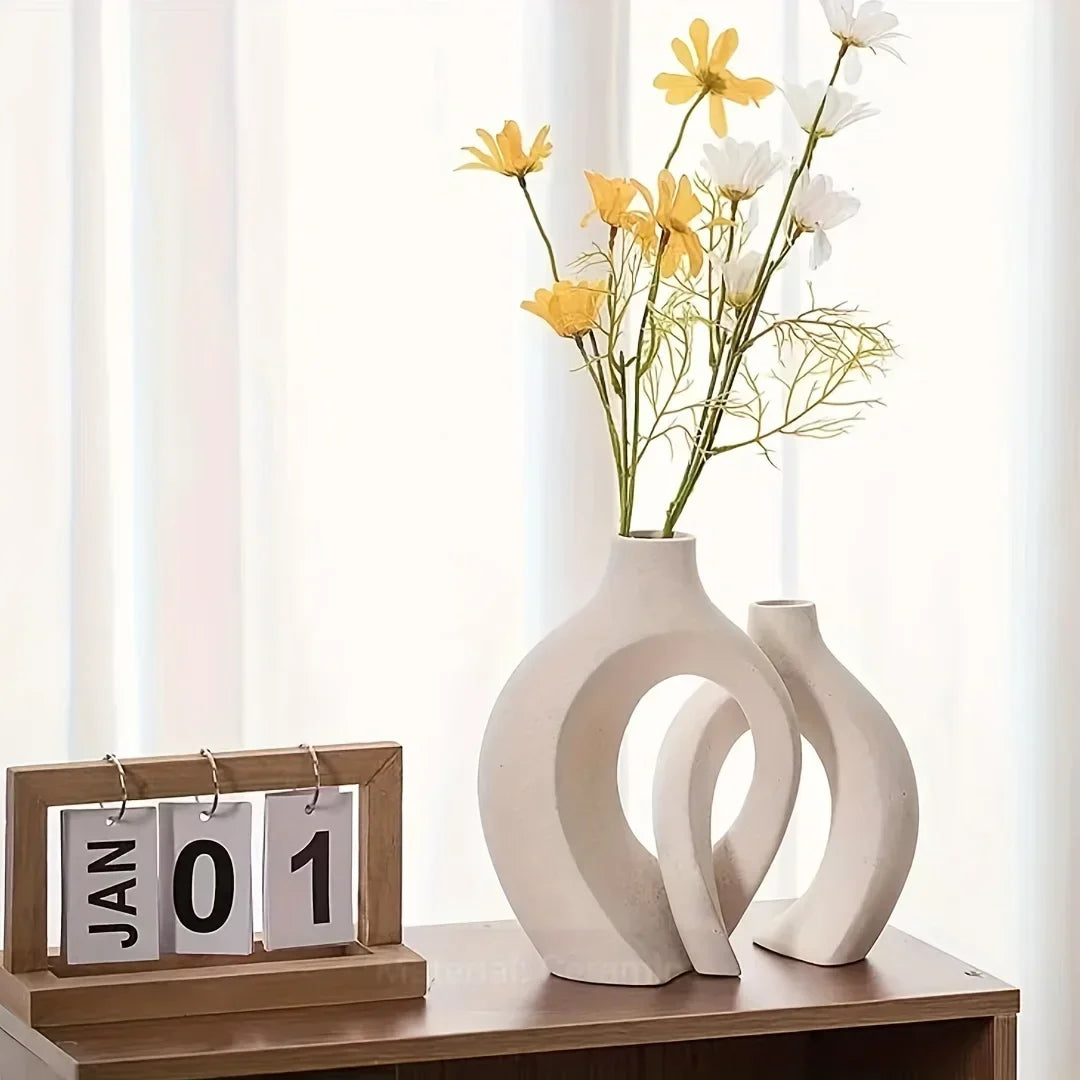 Set de 2 Vases en Céramique Style Bohème Moderne
