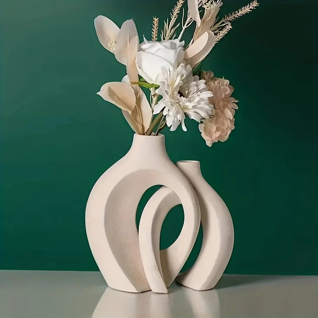 Set de 2 Vases en Céramique Style Bohème Moderne