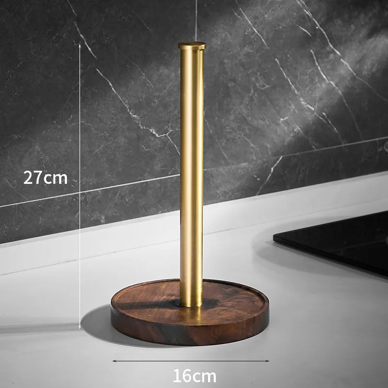 Porte-Essuie-Tout en Bois de Noyer et Acier Inoxydable
