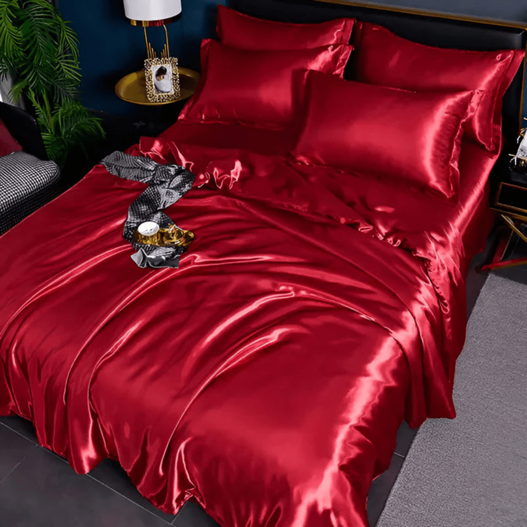 Parure de Lit Satinée – Housse de Couette et Taies