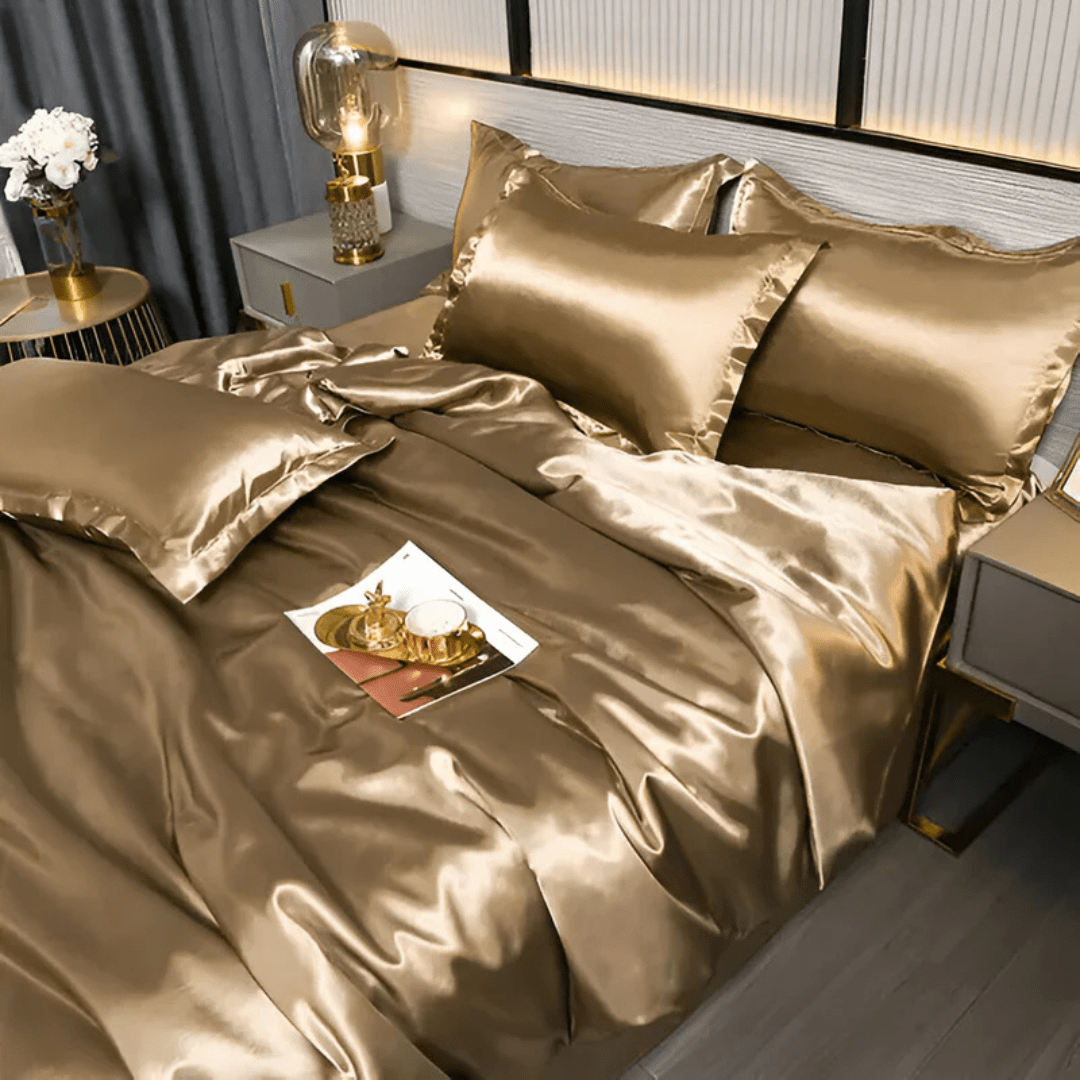 Parure de Lit Satinée – Housse de Couette et Taies