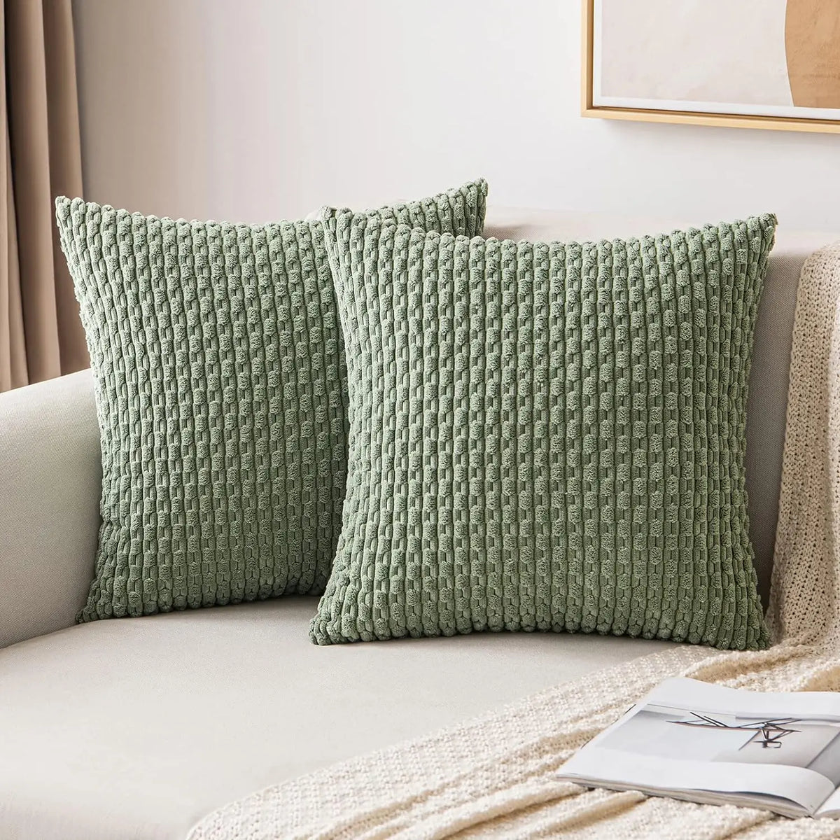 Housse de Coussin Côtelée – Texture Décorative