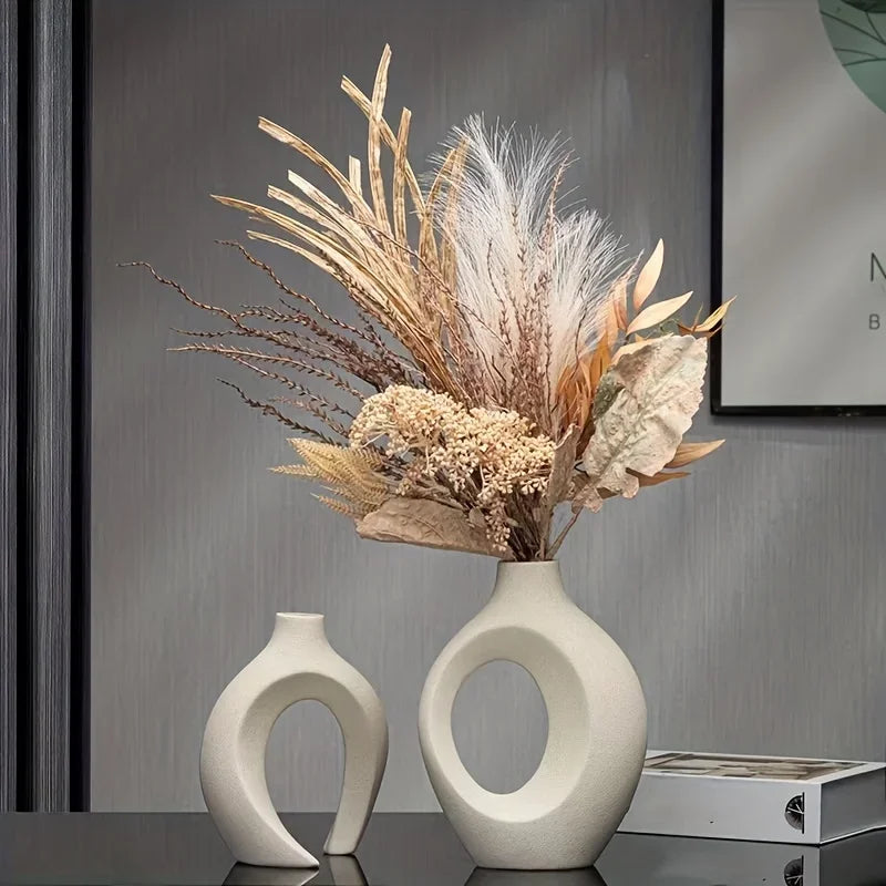Set de 2 Vases en Céramique Style Bohème Moderne