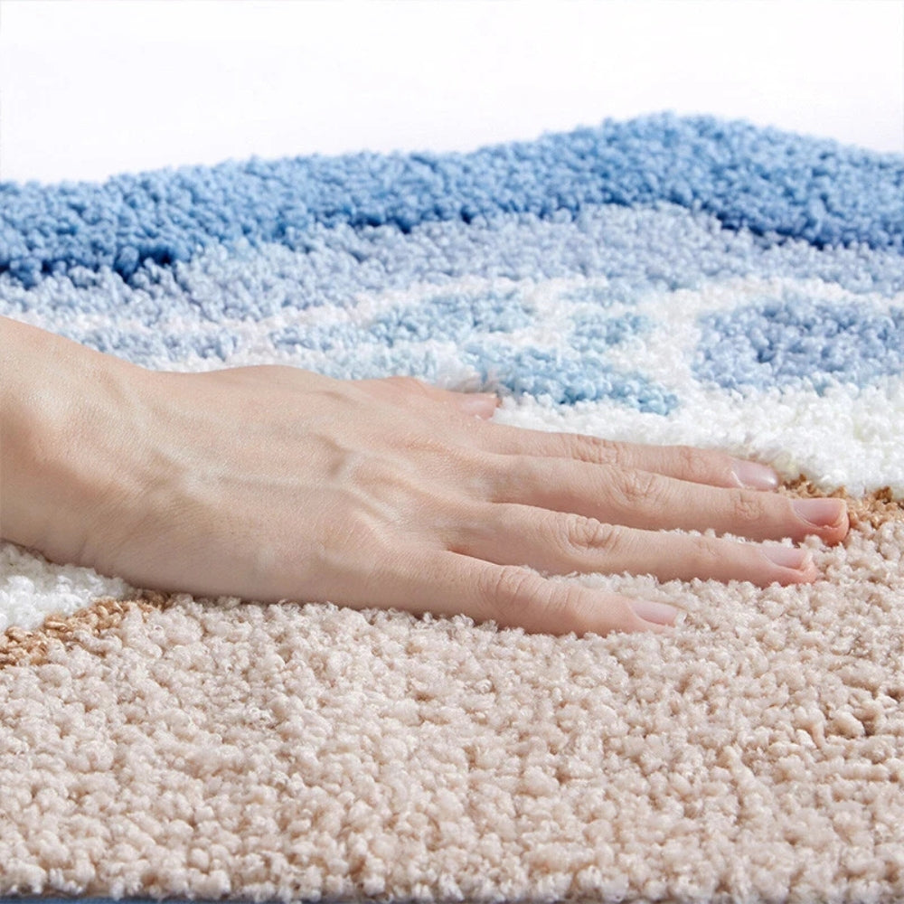 Tapis de Bain Antidérapant en Microfibre Motif Vagues