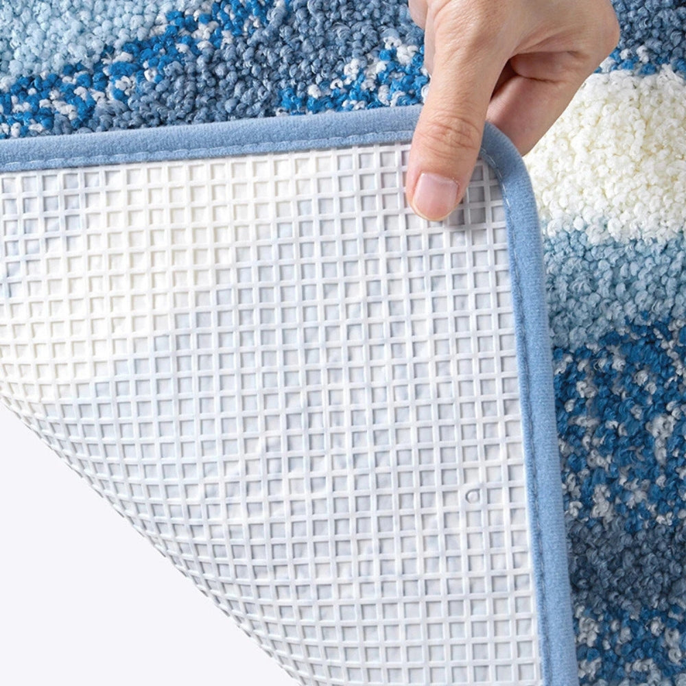 Tapis de Bain Antidérapant en Microfibre Motif Vagues