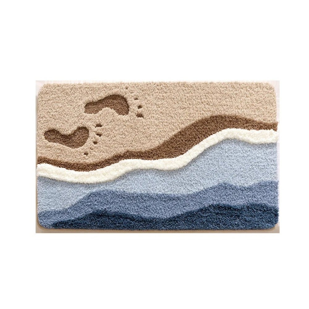 Tapis de Bain Antidérapant en Microfibre Motif Vagues