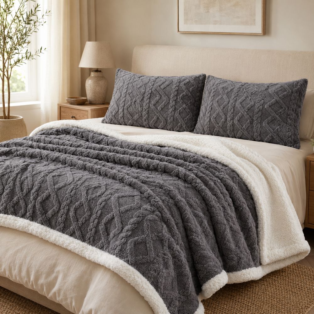 Taies d’Oreiller Texturées en Microfibre – Lot de 2