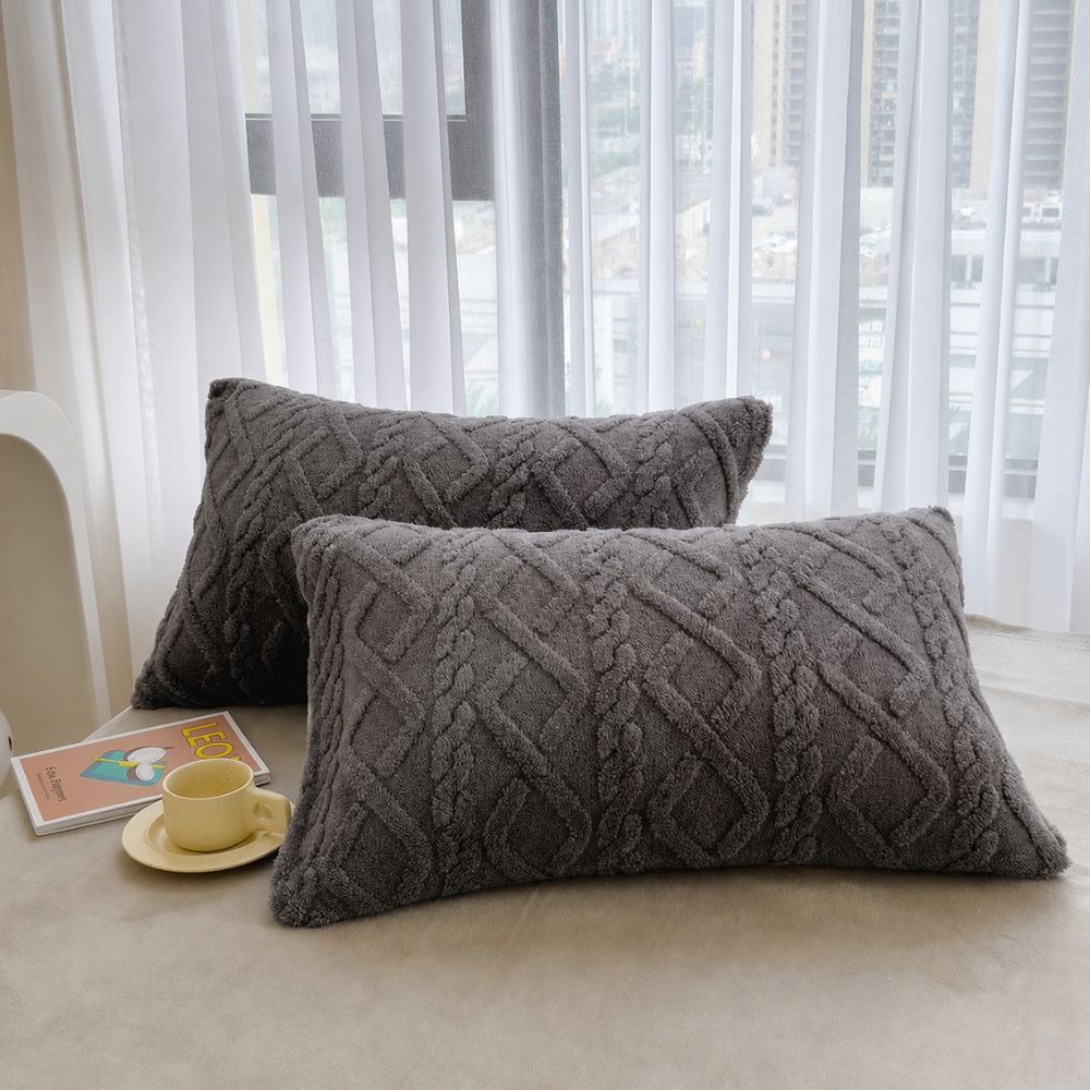 Taies d’Oreiller Texturées en Microfibre – Lot de 2