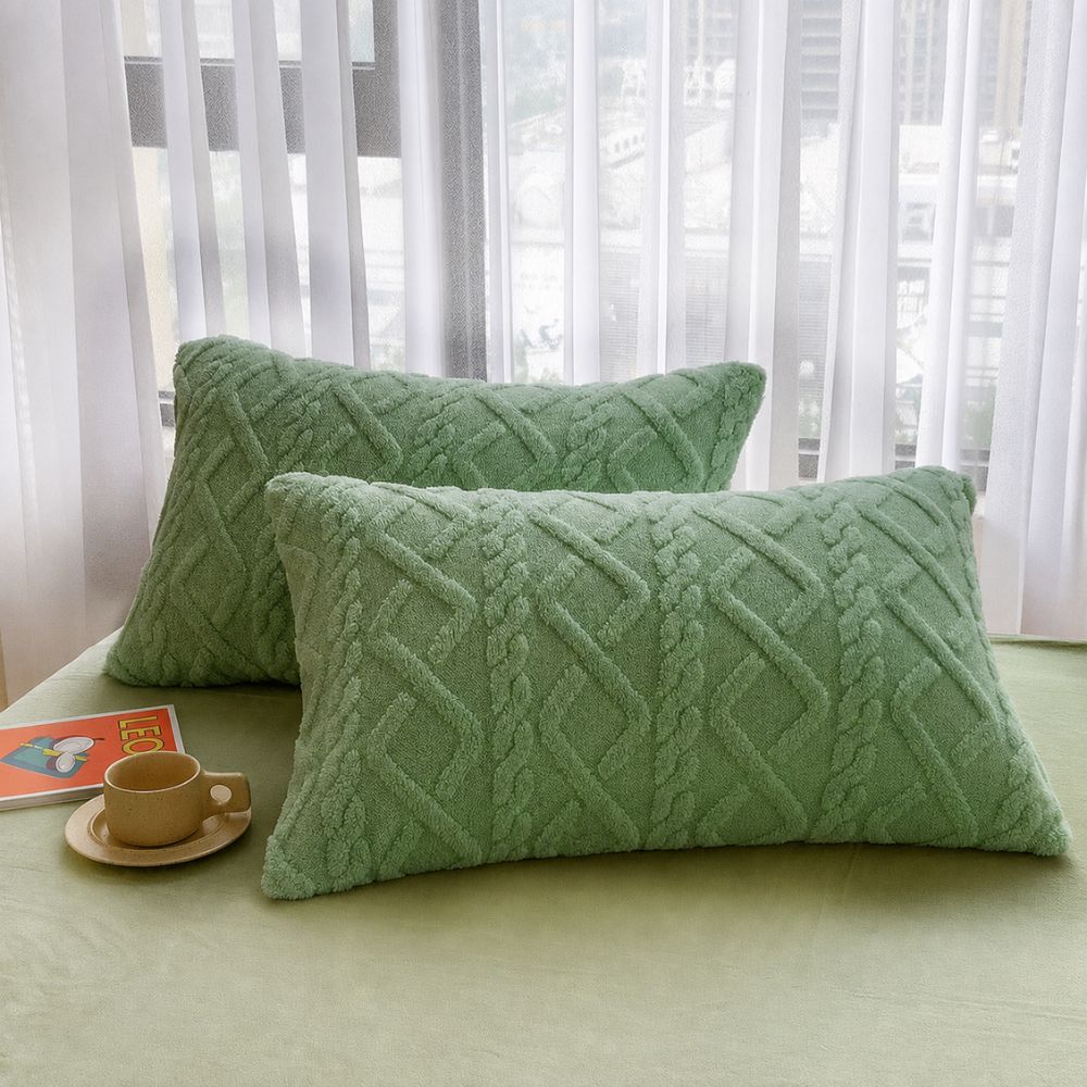 Taies d’Oreiller Texturées en Microfibre – Lot de 2