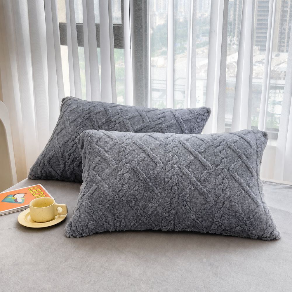 Taies d’Oreiller Texturées en Microfibre – Lot de 2