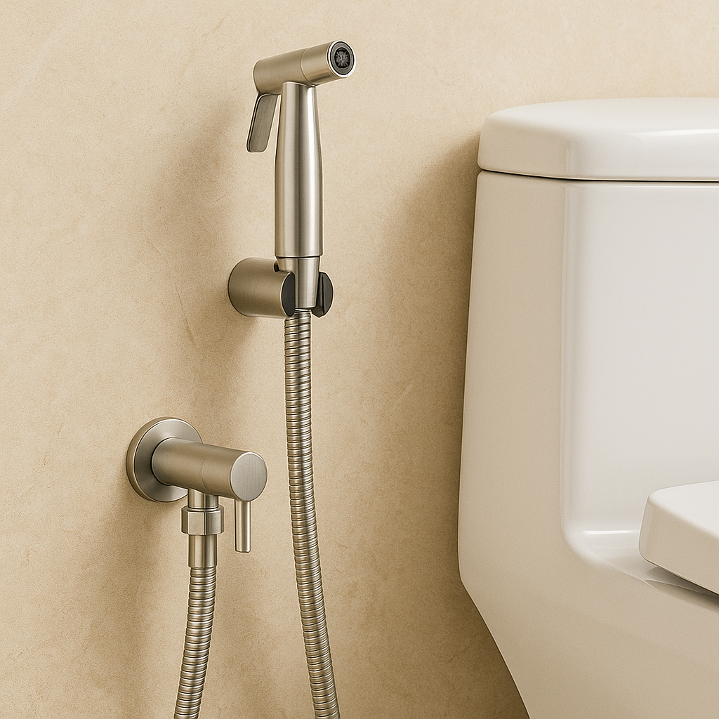 Douchette WC en Acier Inoxydable avec Support Mural