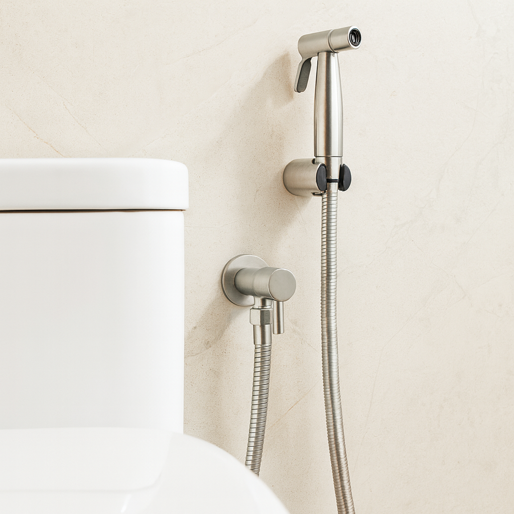 Douchette WC en Acier Inoxydable avec Support Mural