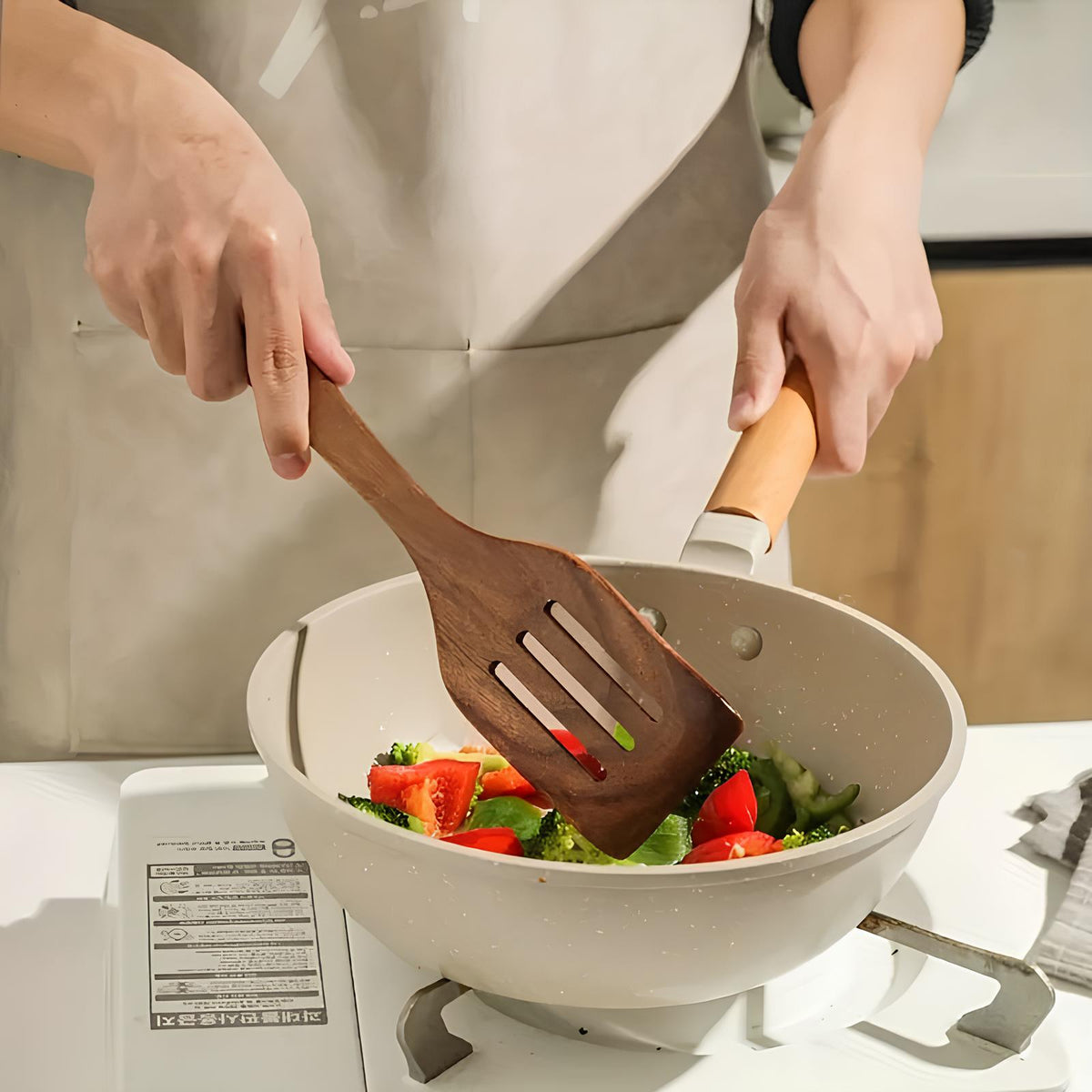 Set d'Ustensiles de Cuisine en Bois de Teck – 5 Pièces