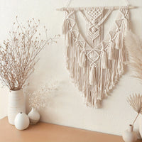 Tenture Murale Macramé avec Franges et Pampilles