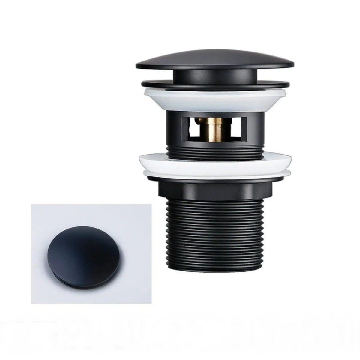 Bonde de vidange clic-clac noir mat avec trop-plein et bouchon lavabo